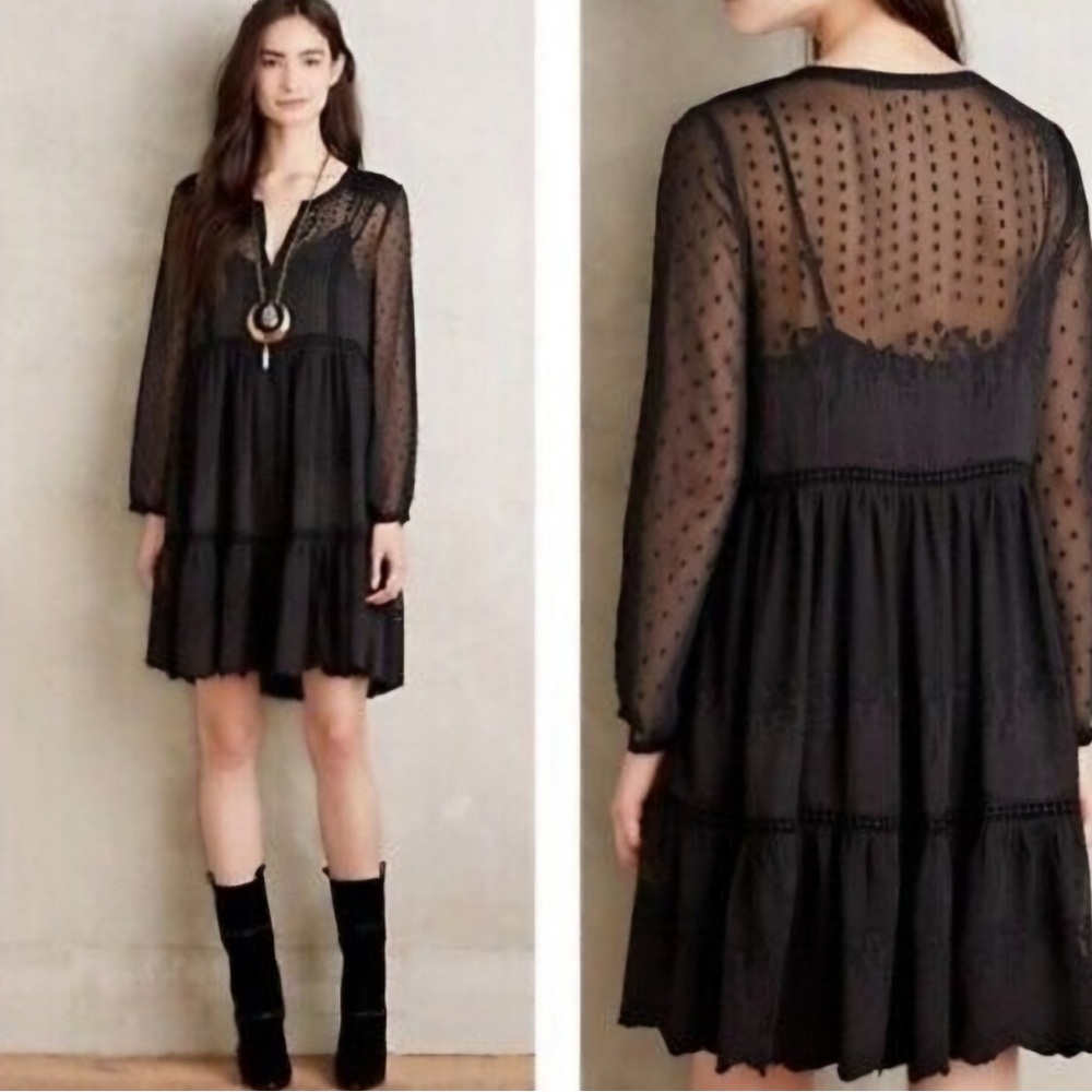 Anthropologie Black Long Sleeve Dress 🖤